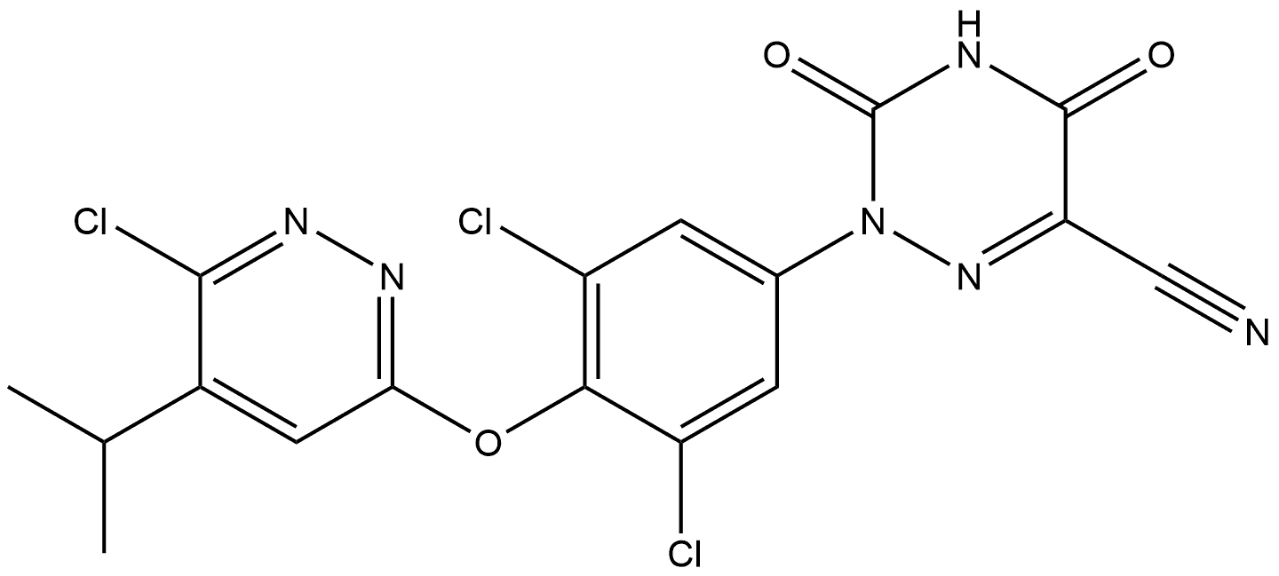 2-(3,5-dichloro-4-((6-chloro-5-isopropylpyridazin-3-yl)oxy)phenyl)-3,5-dioxo-2,3,4,5-tetrahydro-1,2,4-triazine-6-carbonitrile Structure