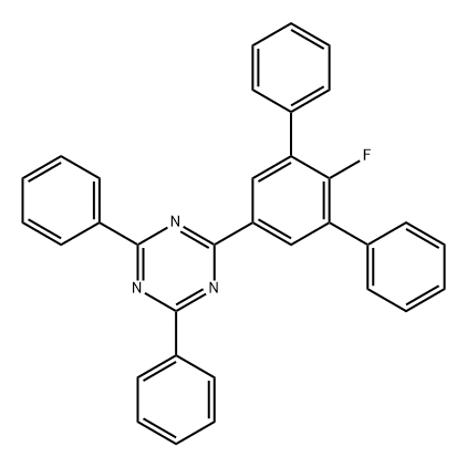 1,3,5-Triazine, 2-(2'-fluoro[1,1':3',1''-terphenyl]-5'-yl)-4,6-diphenyl- Structure