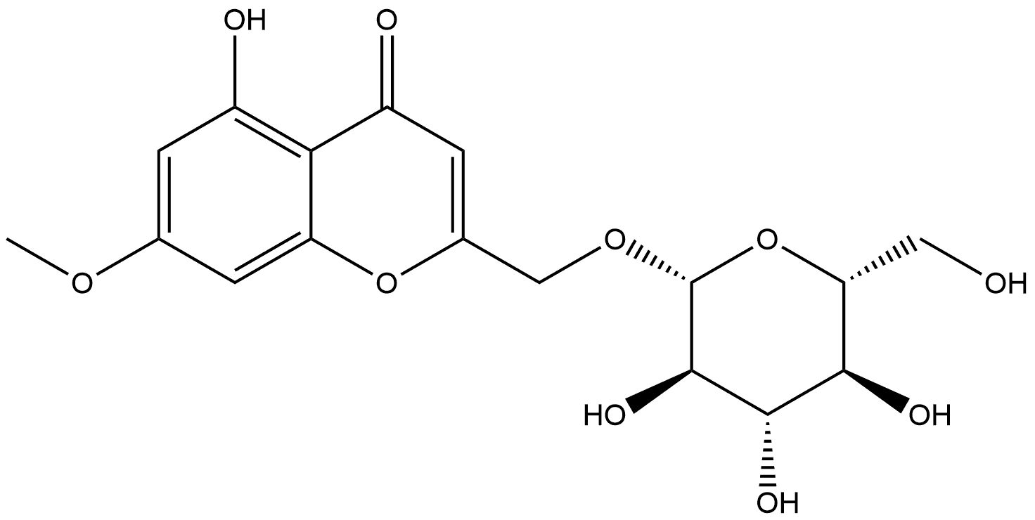 4H-1-Benzopyran-4-one, 2-[(β-D-glucopyranosyloxy)methyl]-5-hydroxy-7-methoxy- Structure