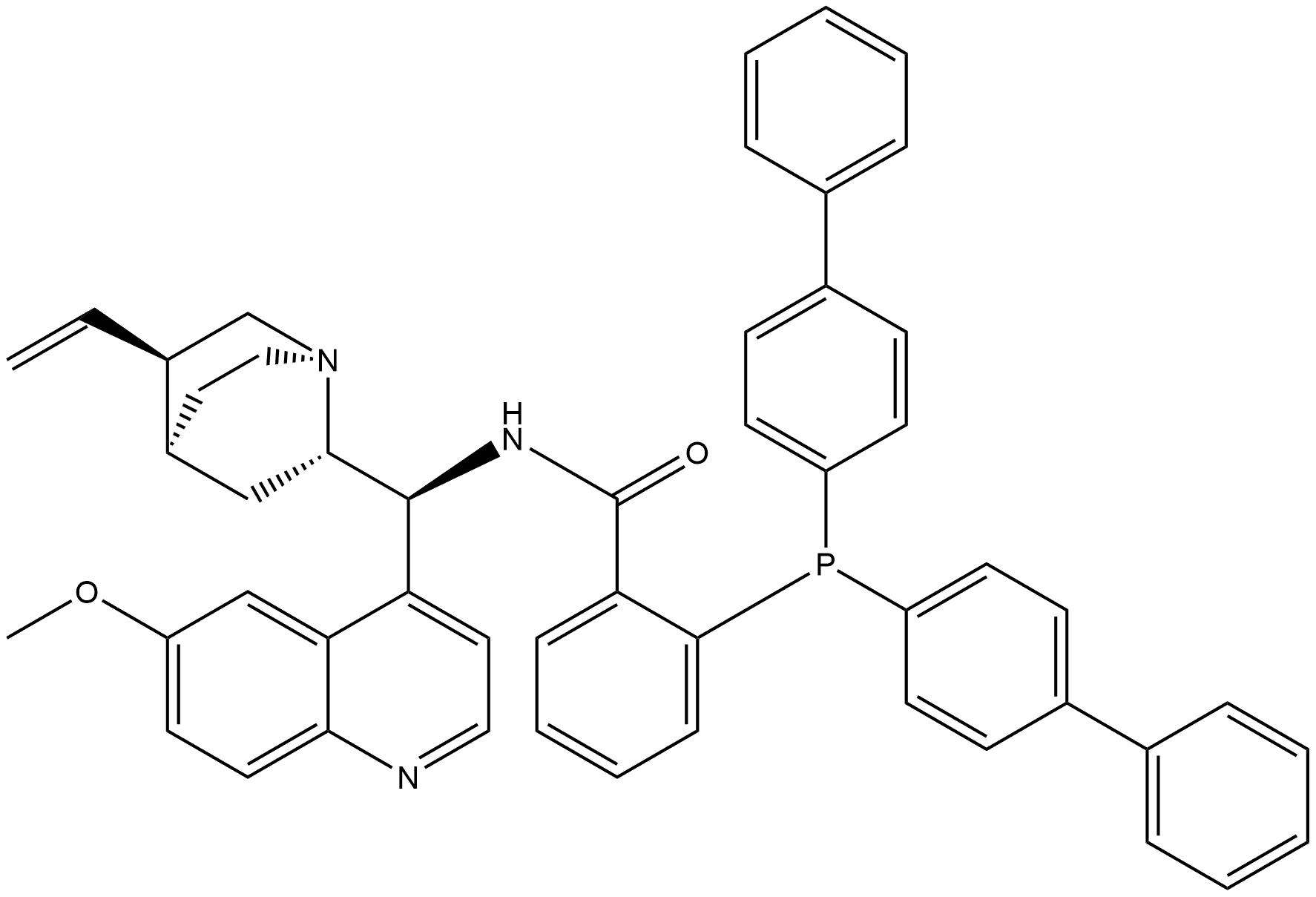 Benzamide, 2-(bis[1,1'-biphenyl]-4-ylphosphino)-N-[(8α,9S)-6'-methoxycinchonan-9-yl]- Structure