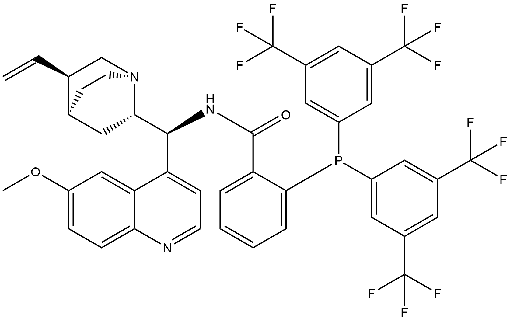 Benzamide, 2-[bis[3,5-bis(trifluoromethyl)phenyl]phosphino]-N-[(8α,9S)-6'-methoxycinchonan-9-yl]- Structure