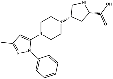 L-Proline, 4-[4-(3-methyl-1-phenyl-1H-pyrazol-5-yl)-1-piperazinyl]-, (4S)- Structure