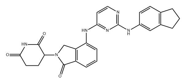 2,6-Piperidinedione, 3-[4-[[2-[(2,3-dihydro-1H-inden-5-yl)amino]-4-pyrimidinyl]amino]-1,3-dihydro-1-oxo-2H-isoindol-2-yl]- 구조식 이미지