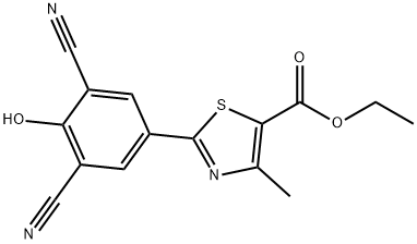 5-Thiazolecarboxylic acid, 2-(3,5-dicyano-4-hydroxyphenyl)-4-methyl-, ethyl ester Structure