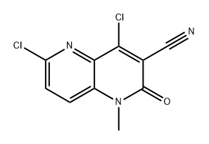 1,5-Naphthyridine-3-carbonitrile, 4,6-dichloro-1,2-dihydro-1-methyl-2-oxo- 구조식 이미지