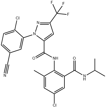 1H-Pyrazole-5-carboxamide, 1-(2-chloro-5-cyanophenyl)-N-[4-chloro-2-methyl-6-[[(1-methylethyl)amino]carbonyl]phenyl]-3-(trifluoromethyl)- Structure