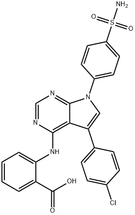 Benzoic acid, 2-[[7-[4-(aminosulfonyl)phenyl]-5-(4-chlorophenyl)-7H-pyrrolo[2,3-d]pyrimidin-4-yl]amino]- Structure