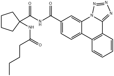 Tetrazolo[1,5-f]phenanthridine-6-carboxamide, N-[[1-[(1-oxopentyl)amino]cyclopentyl]carbonyl]- 구조식 이미지