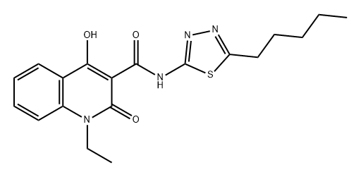 3-Quinolinecarboxamide, 1-ethyl-1,2-dihydro-4-hydroxy-2-oxo-N-(5-pentyl-1,3,4-thiadiazol-2-yl)- Structure