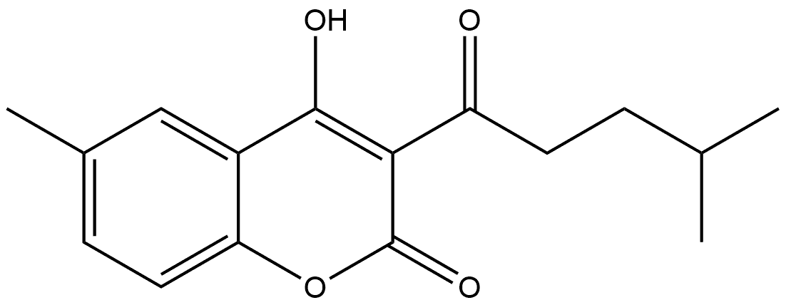 4-Hydroxy-6-methyl-3-(4-methylpentanoyl)-2H-chromen-2-one Structure