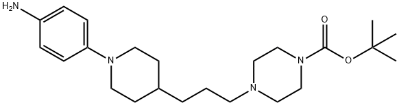 1-Piperazinecarboxylic acid, 4-[3-[1-(4-aminophenyl)-4-piperidinyl]propyl]-, 1,1-dimethylethyl ester Structure