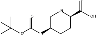 2-Piperidinecarboxylic acid, 5-[[(1,1-dimethylethoxy)carbonyl]amino]-, (2R,5R)- Structure