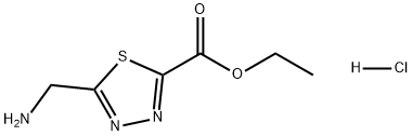 1,3,4-Thiadiazole-2-carboxylic acid, 5-(aminomethyl)-, ethyl ester, hydrochloride (1:1) 구조식 이미지