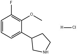 Pyrrolidine, 3-(3-fluoro-2-methoxyphenyl)-, hydrochloride (1:1) 구조식 이미지