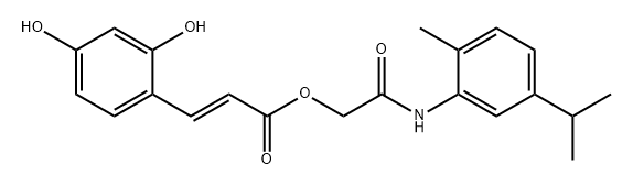 2-Propenoic acid, 3-(2,4-dihydroxyphenyl)-, 2-[[2-methyl-5-(1-methylethyl)phenyl]amino]-2-oxoethyl ester, (2E)- Structure