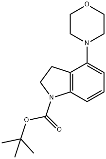 1H-Indole-1-carboxylic acid, 2,3-dihydro-4-(4-morpholinyl)-, 1,1-dimethylethyl ester Structure