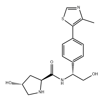 2-Pyrrolidinecarboxamide, 4-hydroxy-N-[(1R)-2-hydroxy-1-[4-(4-methyl-5-thiazolyl)phenyl]ethyl]-, (2S,4R)- Structure