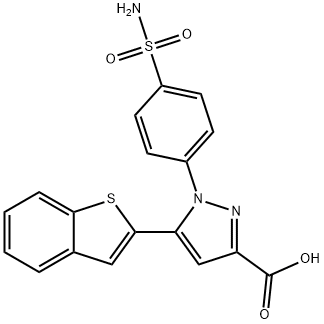 1H-Pyrazole-3-carboxylic acid, 1-[4-(aminosulfonyl)phenyl]-5-benzo[b]thien-2-yl- Structure