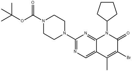 1-Piperazinecarboxylic acid, 4-(6-bromo-8-cyclopentyl-7,8-dihydro-5-methyl-7-oxopyrido[2,3-d]pyrimidin-2-yl)-, 1,1-dimethylethyl ester Structure