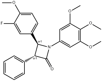 2-Azetidinone, 4-(3-fluoro-4-methoxyphenyl)-3-phenyl-1-(3,4,5-trimethoxyphenyl)-, (3R,4S)-rel- Structure