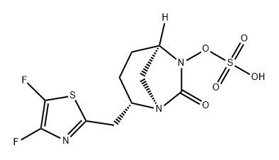 (2S,5R)-2-(difluoro(thiazol-2-yl)methyl)-7-oxo-1,6-diazabicyclo[3.2.1]octan-6-yl hydrogen sulfate Structure