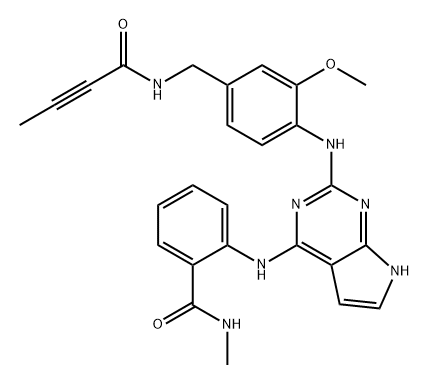 Benzamide, 2-[[2-[[2-methoxy-4-[[(1-oxo-2-butyn-1-yl)amino]methyl]phenyl]amino]-7H-pyrrolo[2,3-d]pyrimidin-4-yl]amino]-N-methyl- Structure