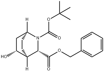 2-Azabicyclo[2.2.2]octane-2,3-dicarboxylic acid, 5-hydroxy-, 2-(1,1-dimethylethyl) 3-(phenylmethyl) ester, (1S,3S,4S,5R)- 구조식 이미지