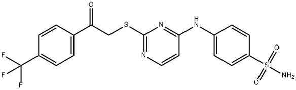 Benzenesulfonamide, 4-[[2-[[2-oxo-2-[4-(trifluoromethyl)phenyl]ethyl]thio]-4-pyrimidinyl]amino]- Structure