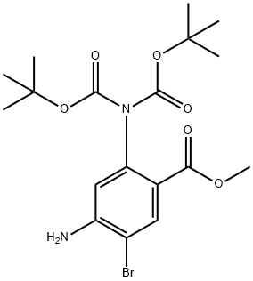 methyl 4-amino-2-(bis(tert-butoxycarbonyl)amino)-5-bromobenzoate Structure