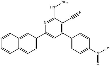 3-Pyridinecarbonitrile, 2-hydrazinyl-6-(2-naphthalenyl)-4-(4-nitrophenyl)- Structure