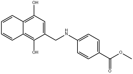 Benzoic acid, 4-[[(1,4-dihydroxy-2-naphthalenyl)methyl]amino]-, methyl ester Structure