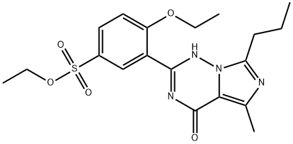 Benzenesulfonic acid, 3-(1,4-dihydro-5-methyl-4-oxo-7-propylimidazo[5,1-f][1,2,4]triazin-2-yl)-4-ethoxy-, ethyl ester Structure