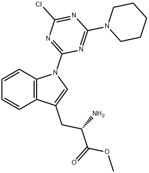 L-Tryptophan, 1-[4-chloro-6-(1-piperidinyl)-1,3,5-triazin-2-yl]-, methyl ester Structure