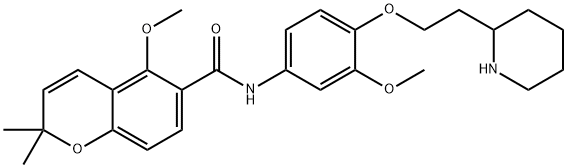 2H-1-Benzopyran-6-carboxamide, 5-methoxy-N-[3-methoxy-4-[2-(2-piperidinyl)ethoxy]phenyl]-2,2-dimethyl- Structure