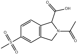 1H-Isoindole-1-carboxylic acid, 2-acetyl-2,3-dihydro-5-(methylsulfonyl)- Structure