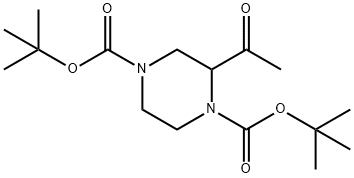 1,4-Piperazinedicarboxylic acid, 2-acetyl-, 1,4-bis(1,1-dimethylethyl) ester 구조식 이미지