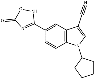 1H-Indole-3-carbonitrile, 1-cyclopentyl-5-(2,5-dihydro-5-oxo-1,2,4-oxadiazol-3-yl)- Structure