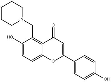 4H-1-Benzopyran-4-one, 6-hydroxy-2-(4-hydroxyphenyl)-5-(1-piperidinylmethyl)- Structure