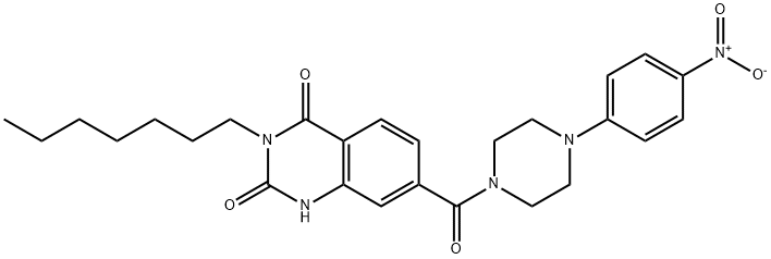 2,?4(1H,?3H)?-?Quinazolinedione, 3-?heptyl-?7-?[[4-?(4-?nitrophenyl)?-?1-?piperazinyl]?carbonyl]?- Structure