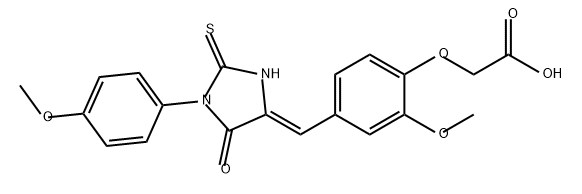 Acetic acid, 2-[2-methoxy-4-[(Z)-[1-(4-methoxyphenyl)-5-oxo-2-thioxo-4-imidazolidinylidene]methyl]phenoxy]- 구조식 이미지