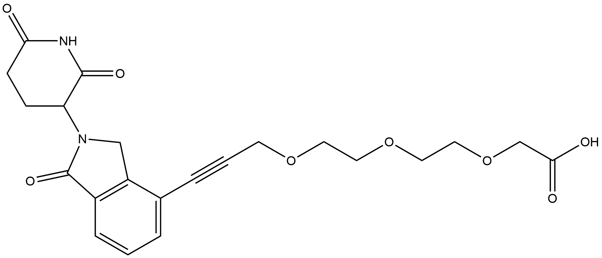 2-[2-[2-[[3-[2-(2,6-Dioxo-3-piperidinyl)-2,3-dihydro-1-oxo-1H-isoindol-4-yl]-2-propyn-1-yl]oxy]ethoxy]ethoxy]acetic acid (ACI) Structure