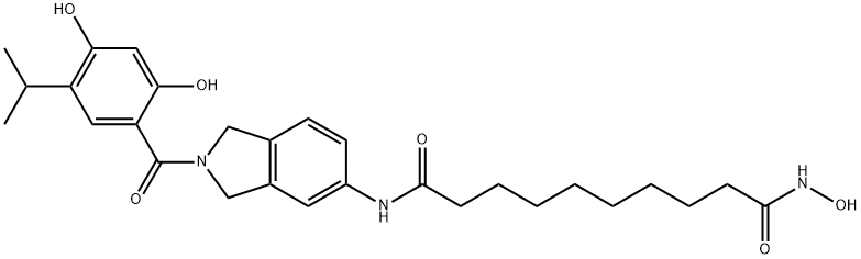 Decanediamide, N1-[2-[2,4-dihydroxy-5-(1-methylethyl)benzoyl]-2,3-dihydro-1H-isoindol-5-yl]-N10-hydroxy- Structure