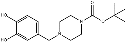 1-Piperazinecarboxylic acid, 4-[(3,4-dihydroxyphenyl)methyl]-, 1,1-dimethylethyl ester Structure