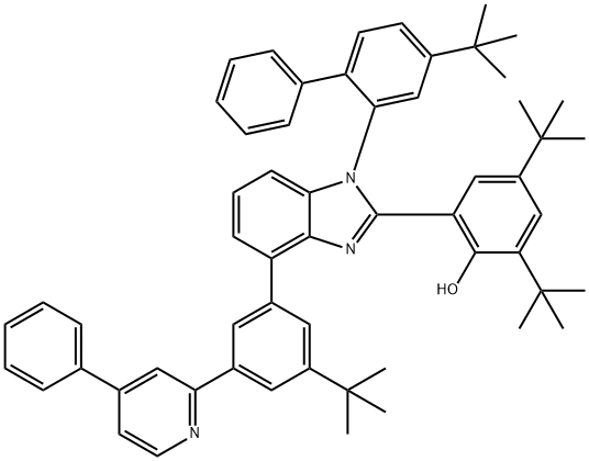 2,4-di-tert-butyl-6-(4-(3-(tert-butyl)-5-(4-phenylpyridin-2-yl)phenyl)-1-(4-(tert-butyl)-[1,1'-biphenyl]-2-yl)-1H-benzo[d]imidazol-2-yl)phenol 구조식 이미지