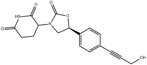 2,6-Piperidinedione, 3-[(5S)-5-[4-(3-hydroxy-1-propyn-1-yl)phenyl]-2-oxo-3-oxazolidinyl]- Structure