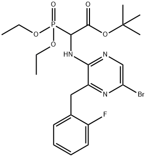 Glycine, N-[5-bromo-3-[(2-fluorophenyl)methyl]-2-pyrazinyl]-2-(diethoxyphosphinyl)-, 1,1-dimethylethyl ester Structure