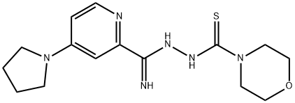 4-Morpholinecarbothioic acid, 2-[imino[4-(1-pyrrolidinyl)-2-pyridinyl]methyl]hydrazide Structure