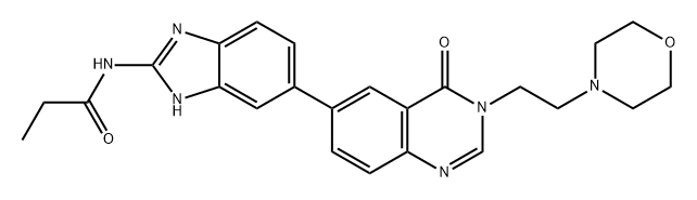 Propanamide, N-[6-[3,4-dihydro-3-[2-(4-morpholinyl)ethyl]-4-oxo-6-quinazolinyl]-1H-benzimidazol-2-yl]- Structure