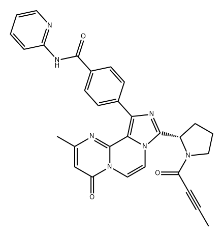 Benzamide, 4-[2-methyl-4-oxo-9-[(2S)-1-(1-oxo-2-butyn-1-yl)-2-pyrrolidinyl]-4H-imidazo[5',1':3,4]pyrazino[1,2-a]pyrimidin-11-yl]-N-2-pyridinyl- Structure