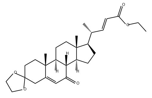 Chola-5,22-dien-24-oic acid, 3,3-[1,2-ethanediylbis(oxy)]-7-oxo-, ethyl ester, (22E)- 구조식 이미지